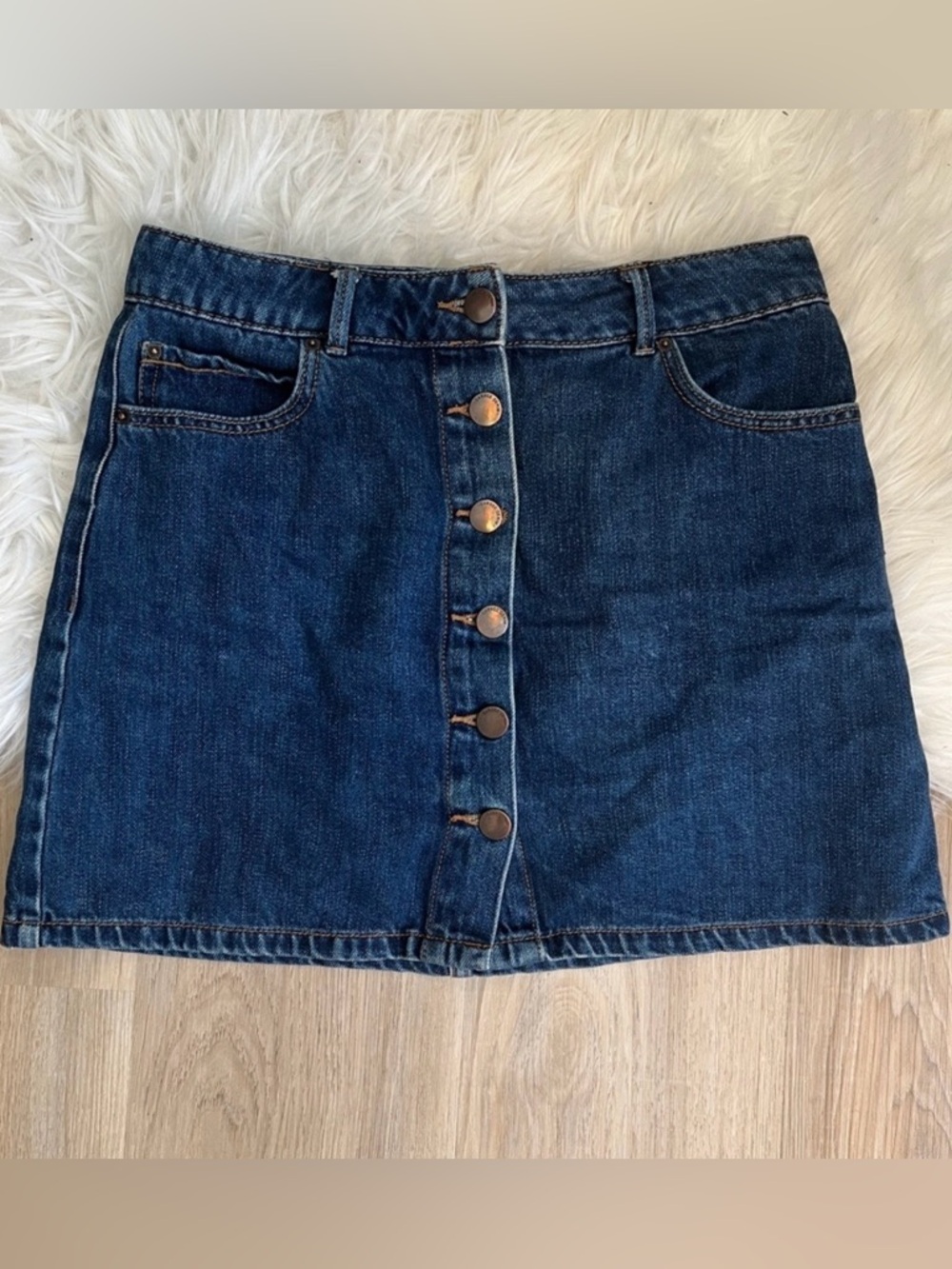 Garage Denim Button Up Mini Skirt